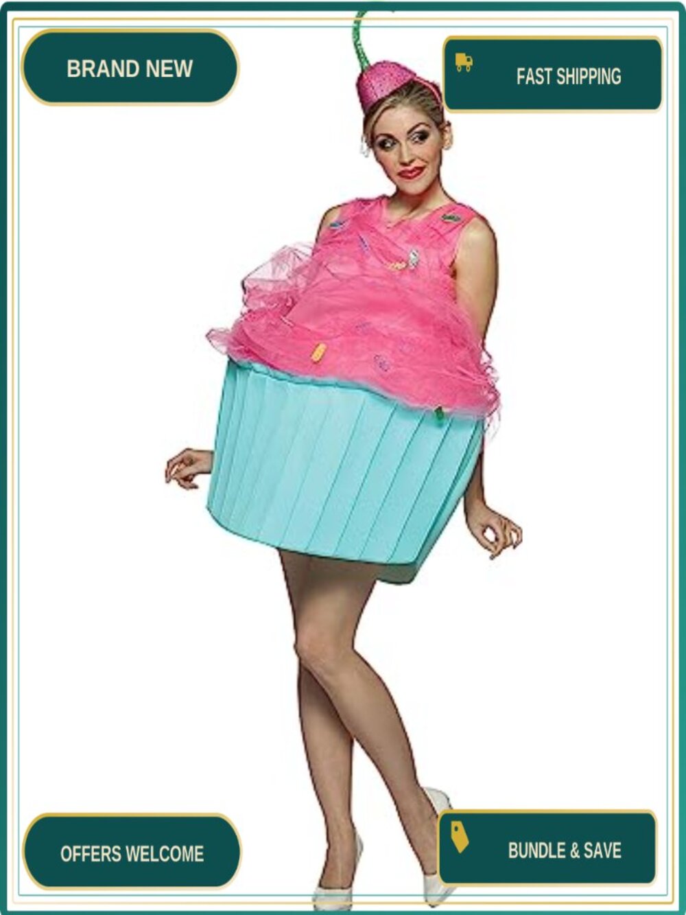 Halloween Ice Cream Costume Dress and Hat Set Cosplay Party Outfit